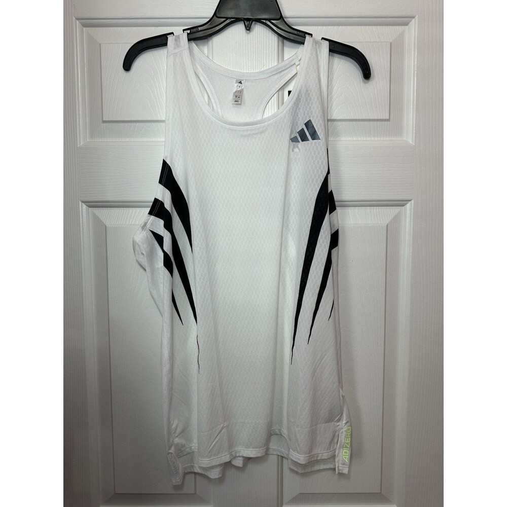 Sz L Adidas Adizero Archive Running Singlet Tank Top Men White CLIMACOOL JP1489